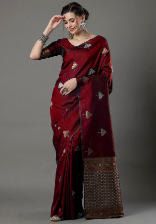 Picture of Lovely Silk Maroon Saree