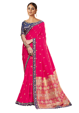 Picture of Lovely Silk Deep Pink Saree