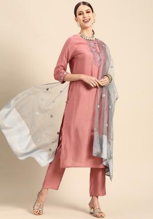 Picture of Statuesque Rayon Dark Salmon Anarkali Salwar Kameez