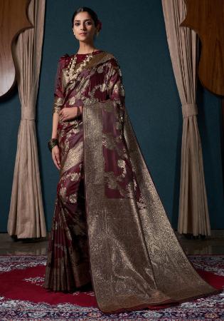 Picture of Classy Satin & Silk Maroon Saree