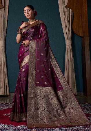 Picture of Grand Satin & Silk Brown Saree