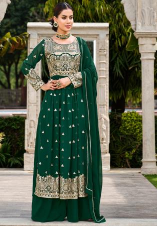 Picture of Admirable Georgette Sea Green Readymade Salwar Kameez