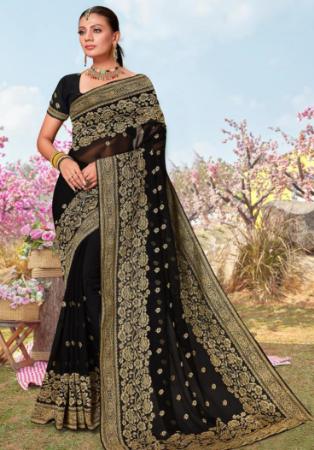 Picture of Nice Georgette Black Saree