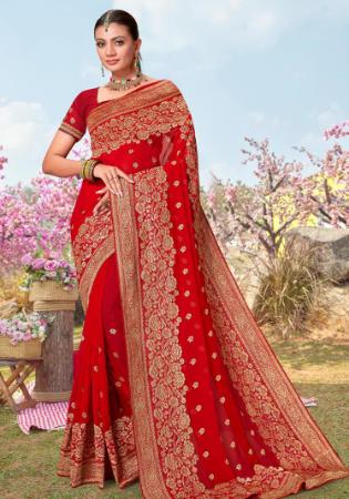 Picture of Resplendent Georgette Red Saree