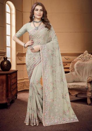 Picture of Superb Georgette Dark Grey Saree