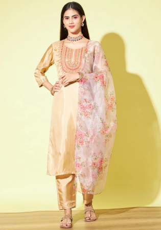 Picture of Pretty Silk Bisque Readymade Salwar Kameez