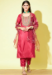 Picture of Exquisite Silk Fire Brick Readymade Salwar Kameez