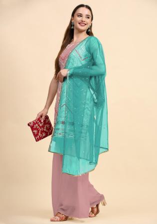 Picture of Georgette Rosy Brown Straight Cut Salwar Kameez