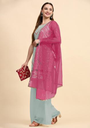 Picture of Georgette Gainsboro Straight Cut Salwar Kameez