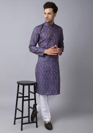 Picture of Amazing Cotton Steel Blue Kurtas