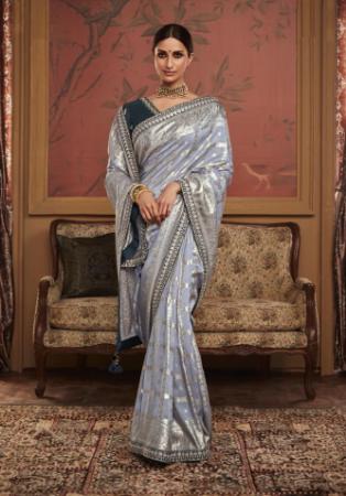 Picture of Excellent Silk Grey Saree