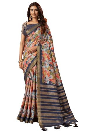 Picture of Alluring Crepe & Silk Dark Grey Saree