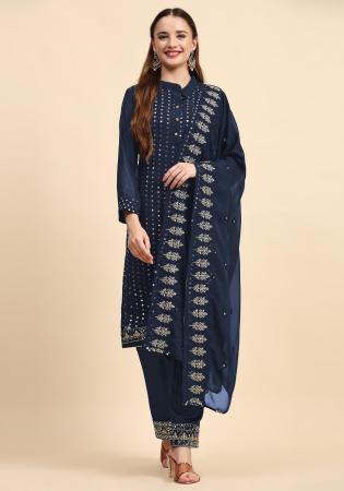 Picture of Georgette Dark Slate Grey Straight Cut Salwar Kameez