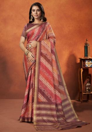 Picture of Excellent Crepe & Silk Indian Red Saree