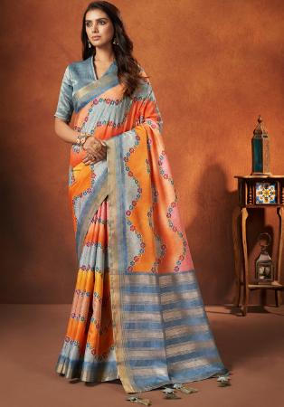 Picture of Lovely Crepe & Silk Light Slate Grey Saree