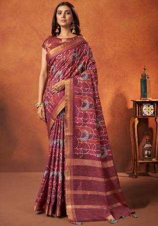 Picture of Amazing Crepe & Silk Maroon Saree