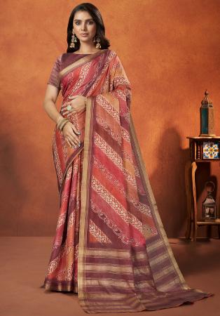 Picture of Charming Crepe & Silk Indian Red Saree