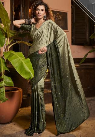 Picture of Radiant Georgette & Satin Dark Khaki Saree