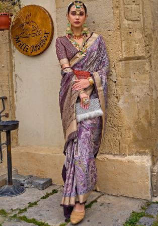 Picture of Fine Silk Light Slate Grey Saree