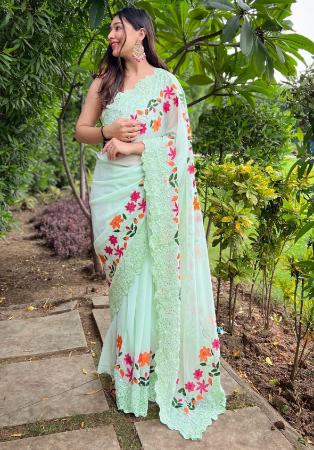 Picture of Admirable Georgette Powder Blue Saree