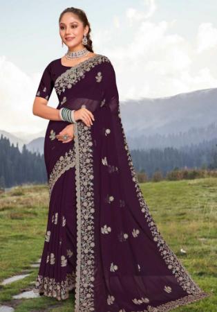 Picture of Exquisite Georgette Purple Saree