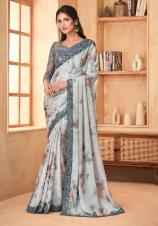 Picture of Wonderful Chiffon Silver Saree