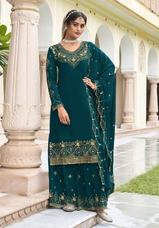 Picture of Georgette Midnight Blue Straight Cut Salwar Kameez