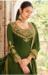 Picture of Linen Dark Olive Green Straight Cut Salwar Kameez