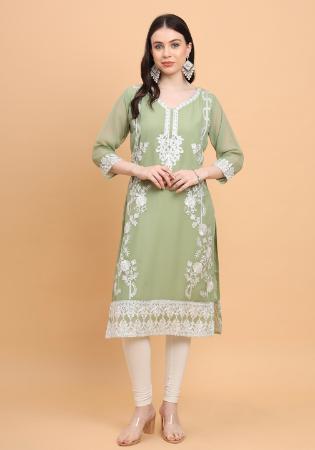 Picture of Splendid Georgette Dark Sea Green Kurtis & Tunic