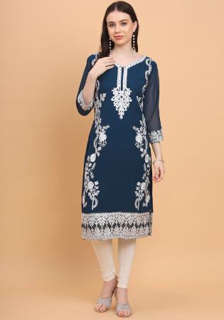 Picture of Pleasing Georgette Dark Slate Grey Kurtis & Tunic