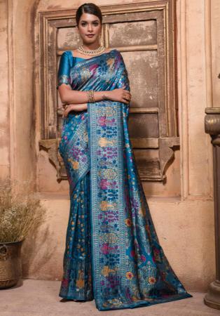 Picture of Grand Silk Cadet Blue Saree