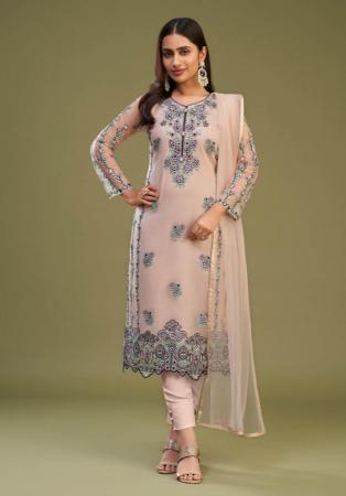 Picture of Stunning Net Tan Straight Cut Salwar Kameez