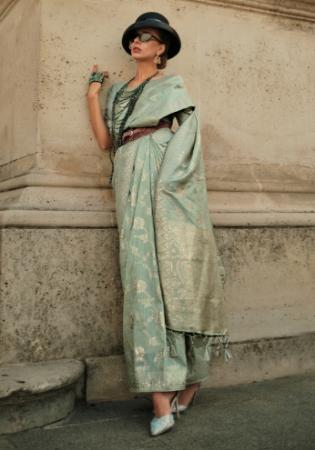 Picture of Lovely Silk Dark Sea Green Saree