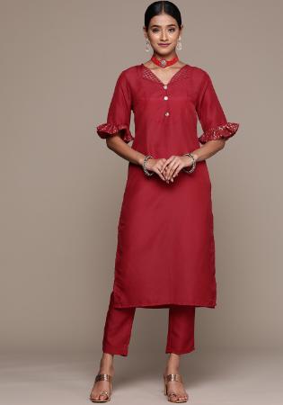 Picture of Appealing Chiffon Maroon Kurtis & Tunic