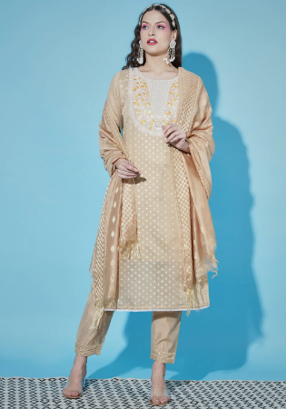 Picture of Cotton & Silk Rosy Brown Readymade Salwar Kameez