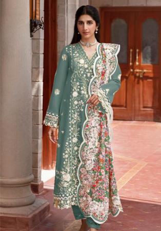 Picture of Rayon & Cotton Slate Grey Straight Cut Salwar Kameez