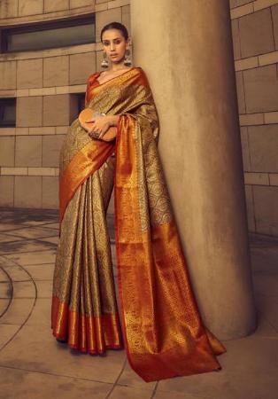 Picture of Shapely Silk Dark Khaki Saree