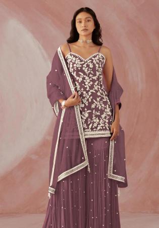 Picture of Georgette Dim Gray Straight Cut Salwar Kameez