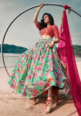 Picture of Classy Organza Dark Sea Green Lehenga Choli