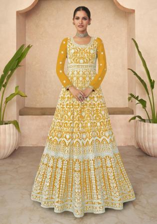 Picture of Resplendent Georgette Golden Rod Anarkali Salwar Kameez