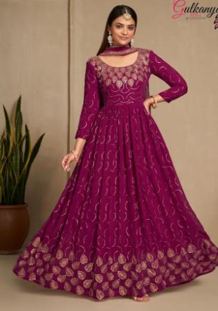 Picture of Gorgeous Georgette Purple Straight Cut Salwar Kameez