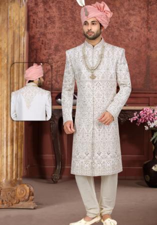 Picture of Fascinating Silk Off White Sherwani