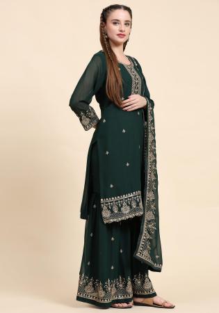 Picture of Georgette Dark Slate Grey Straight Cut Salwar Kameez