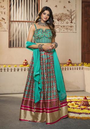 Picture of Ideal Silk Dark Cyan Lehenga Choli