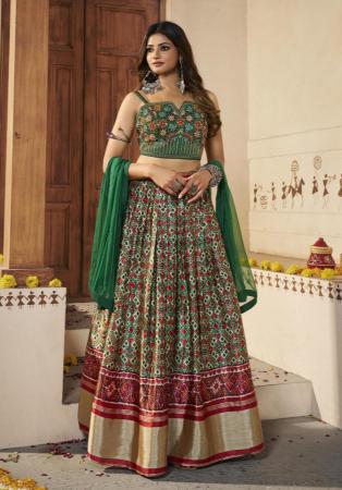 Picture of Sightly Silk Dark Green Lehenga Choli