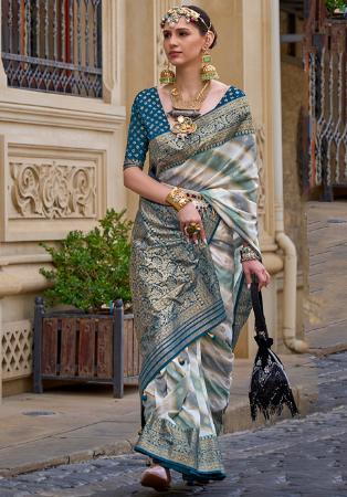 Picture of Pleasing Silk Light Slate Grey Saree