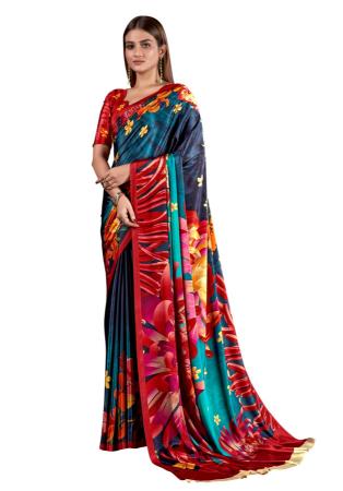 Picture of Statuesque Crepe & Silk Cadet Blue Saree