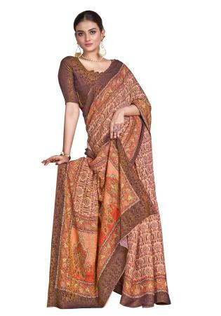 Picture of Appealing Silk Rosy Brown Saree