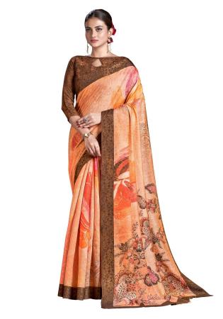 Picture of Beautiful Silk Dark Salmon Saree