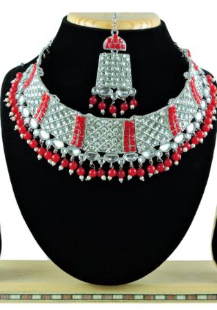 Picture of Pleasing Fire Brick Necklace Set